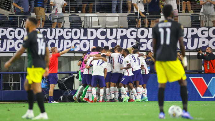 The USMNT celebrates vs. Jamaica